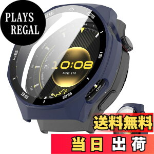 �y���������zJIAYJP for HUAWEI WATCH GT 6 Pro 46mm �p �P�[�X �K���X�t�C���� ��̌^�P�[�X PC+�K���X�f�� �w��h�~ �ϏՌ� �����ȒP �����ߗ� �S�ʕی� �����^ HUAWEI WATCH GT 6 Pro 46mm �J�o�[(��) �F�F�u��