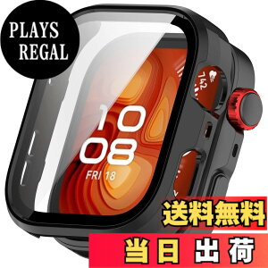 �y���������zBUITFOU For HUAWEI(�t�@�[�E�F�C) WATCH FIT 4 Pro �J�o�[ HUAWEI WATCH FIT 4 Pro �P�[�X �����^ PC+�K���X�f�� ��̌^ �S�ʕی� �����^ �����ȒP �ϏՌ� �����ߗ� �w��h�~ ���h�~ �F�F�u���b�N