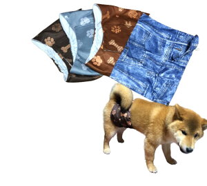 【送料無料】yuaseiharu マナーベルト 犬 オス 3点+防水ポーチセット おしっこ お漏らし対策 サイズ調整可能 マーキング防止 防水加工 おむつ 男の子 介護用 高品質/ 色:B柄 骨、サイズ:M