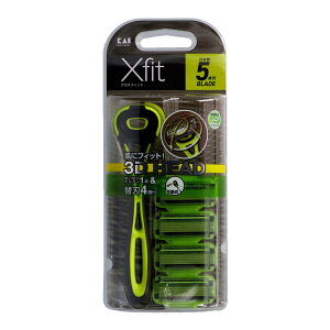 【送料無料】【まとめ買い】Xfit(クロスフィット) 5枚刃カミソリ 4P スリムパック【×5セット】 色:ブラック、サイズ:1個 (x 5)