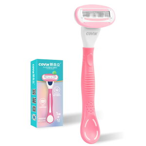【送料無料】COVIK カミソリ 剃刀 女性用 レディース ボディ用 T字 5枚刃, 1本入り, ピンク 色:本体+ケース+収納袋