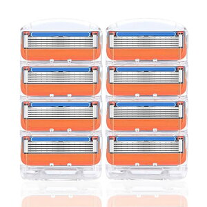 【送料無料】 ジレット 替刃 フュージョン 互換 5枚刃 髭剃り カミソリ 替え刃 ひげそり プログライド 対応 手動剃刀 交換用 色:オレンジ