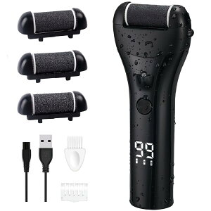 【送料無料】電動角質リムーバー LRCUOPY かかと 角質取り 足 強力パワー 3段階スピード 3種ローラー 角質リムーバー USB充電式 LEDライト付き LEDディスプレー 角質とれーる かかと削り 角質ケ