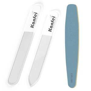 【送料無料】kanfei 爪やすり 爪磨き ガラス製 4本(2セット)ネイルケア ツヤ出し ピカピカ 4000グリッド数 爪の削り・ツヤ出し 色:青い-スポンジファイルセット