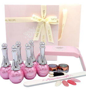 【送料無料】nailrecipe ネイルレシピ ジェルネイル キット 自宅 簡単 施術 ちゃう セルフ セルフジェルネイルセット ジェルネイルセット 色:ピンク、サイズ:1個 (x 1)