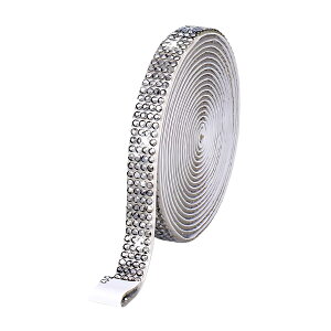 【送料無料】ラインストーンテープ 自粘着 キラキラ デコシール 長さ90cm DIY用 多列 幅4.5mm〜18mm NANDELMO 色:グレー、サイズ:9mm(4列)