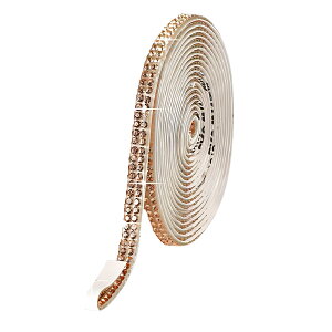 【送料無料】ラインストーンテープ 自粘着 キラキラ デコシール 長さ90cm DIY用 多列 幅4.5mm〜18mm NANDELMO 色:シャンパン、サイズ:4.5mm(2列)