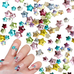 【送料無料】ネイルパーツ 星 100個セット 3D 立体 スター 星 カラフル ネイルストーン キラキラ 小さめ ネイルデコパーツ ジュエリーパーツ レジンパーツ 手芸 ハンドメイド 色:マルチカラ