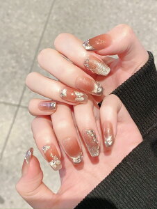 【送料無料】BIBII Nails手作り ネイルチップ 付け爪 3D爪 中程度の長さ 花柄 春夏 韓国 人気 ネイルチップ ショート 10枚入 キャットアイ マグネット 100% handmade nailsで簡単装着 再利用可能 光沢