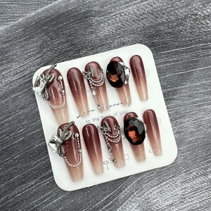 【送料無料】RosiFoxi Nails 手作り ネイルチップ 付け爪 優雅 可愛い アンバー 短い 中長 フレンチネイル insで色 パーティ 休日 通勤 ネイルアート 10枚入 色:Night Roses、サイズ:M