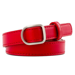 【送料無料】WHITE FANG(ホワイトファング) レザー ベルト おしゃれ 細い リング型 カジュアル スーツ 皮 革 赤 黒 白 レディース BT213 色:03:レッド、サイズ:サイズ