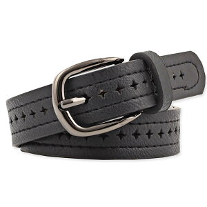 【送料無料】WHITE FANG(ホワイトファング) レザー ベルト おしゃれ ベルト カジュアル スーツ クロス 十字 革 レディース BT013 色:03:ブラック、サイズ:サイズ