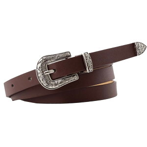 【送料無料】WHITE FANG(ホワイトファング) レザー ベルト おしゃれ 細い カジュアル スーツ ビジネス 皮 革 白 黒 赤 レディース BT078 色:05:コーヒー、サイズ:サイズ