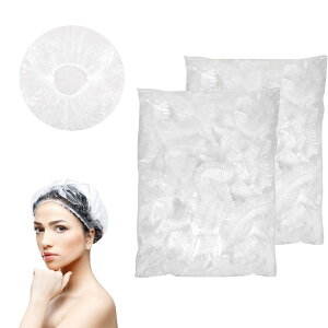 【送料無料】200枚 シャワーキャップ 使い捨て ヘアキャップ 防水 透明 ヘアーキャップ ヘアーカラー用 髪染め用 風呂/調理/温泉スパ/業務/作業用 フリーサイズ 男女兼用 ホテル・エステ用