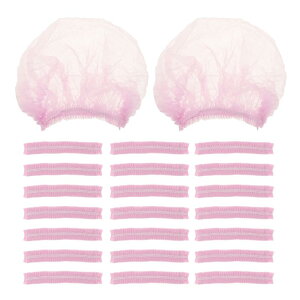 【送料無料】minkissy 使い捨てヘアキャップ 不織布 100個 使い捨て ヘッドギア ヘア ネット ヘアネット メッシュ 食品用 サービス 生地 ピンク 色:ピンク、サイズ:14.00X2.50X0.50CM