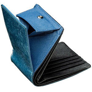 【送料無料】プエブロレザー 二つ折り財布 メンズ 本革 グラシア 大容量 BOX型小銭入れ スリム 二つ折り 財布 サフィアノレザー プレゼント 人気 新生活 革 サイフ ギフト プレゼント 色:デ