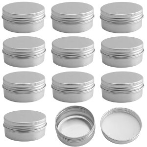 【送料無料】fogman アルミ缶 クリームケース 詰め替え容器 小分け容器 5ml〜60ml 12個セット 色:クリーム、サイズ:60ml