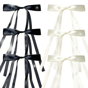 【送料無料】リボンの蝶結びのヘアクリップ 蝶結びの髪留め 髪のアクセサリー 女の子 ガール リボンピン 髪留めセット 色:黒いロング