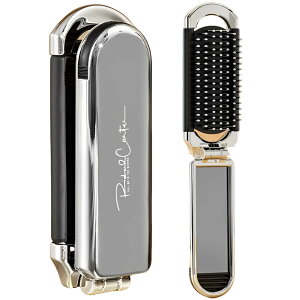【送料無料】fogman 折りたたみブラシ 携帯用 ヘアブラシ コンパクト 折り畳み 持ち運び ミラー付き 色:シルバー