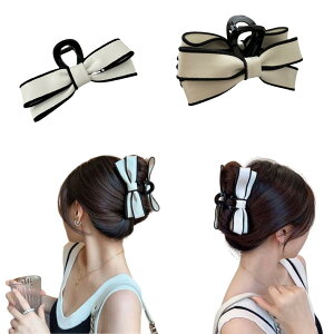 【送料無料】CONFORTEVOLE ヘアクリップ リボン バンスクリップ 大きめ 髪留め レザータイプ バンスクリップ リボン 色:ホワイト