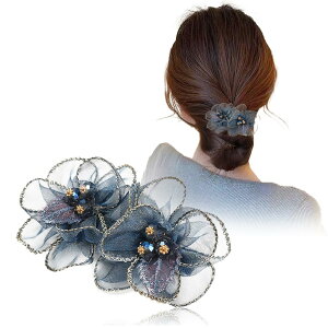 【送料無料】FASELE ヘアクリップ バレッタ キラキラ 花 メッシュ ヘッドドレス ウェディング ヘアアクセサリー 髪飾り 髪留め 結婚式 ヘアピン かわいい 着物髪飾り 優雅的 オシャレ 母の日