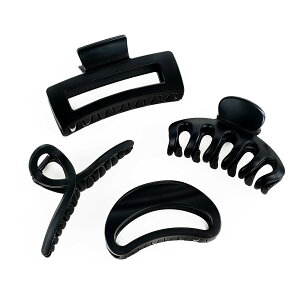 【送料無料】ヘアクリップ 4個 ヘアクリップ 大きめ ヘアクリップ しっかりとまるお風呂 髪の毛の多い方に最適 髪の毛を傷めません しっかり固定 錆びにくい PC樹脂 長さ13CM 色:プラック、