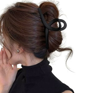 【送料無料】ヘアクリップ 大きめ バンスクリップ 髪留め クリップ しっかりとまる 可愛い 黒 おしゃれ エレガント 軽量13cm ロングヘア セミロング 韓国風 色:ブラック