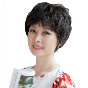 【送料無料】YXO 中高年フルウィッグ 女性用 人毛100% ハハかつら シルクつむじ 手植え カール 母のウィッグ レディース カツラ 医療用 白髪隠し パーマ 自然 ふんわり 通気性 ネット付き wig