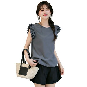 【送料無料】 水着 レディース ビキニ ラッシュガード 4点セット 体型カバー 水陸両用 UPF50+ 紫外線対策 接触冷感 hys3268 色:グレー、サイズ:L