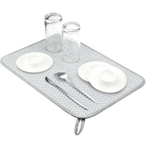 【送料無料】水切りマット 速乾吸水マット 30x45cm キッチン 食器乾燥マット 丸めて収納 ループ付き シンク上 棚シート 洗濯機対応