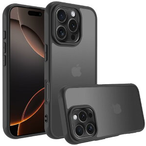 【送料無料】iPhone 16 Pro ケース iphone ケース 16 Pro スマホカバー 耐衝撃 指紋防止 滑り止め マット半透明 黄ばみなし レンズ保護 米軍MIL規格アイフォン16 Pro 用カバー インチ PinLiSheng (ブラック