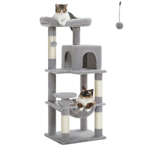 【送料無料】PETEPELA(ぺテぺラ) キャットタワー スリム コンパクト 猫タワー 据え置き 置き型 省スペース ハンモック 爪研ぎ 見晴台 人気 ボンボン 天然麻紐 シンプル 運動不足解消 多頭飼い -