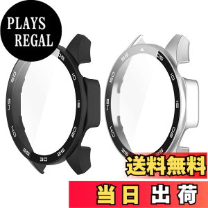 �y���������zSHEAWA HUAWEI WATCH GT4 46mm�p�P�[�X �J�o�[ 2�Z�b�g PC+�����K���X�t�B���� ������ �S�ʕی� 9H�d�x ��̌^�ی�P�[�X �ی�J�o�[ �ϏՌ� �A�N�Z�T���[ (�u���b�N+�V���o�[)