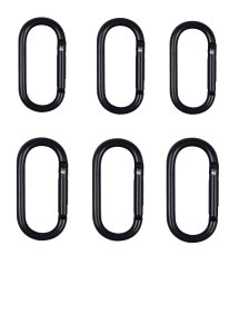 【送料無料】6個 カラビナ 小型 Oリング (幅24mm×長さ50mm) 強力 スプリングフック 耐久性強 キーホルダー 生活雑貨 盗難防止 紛失防止 アウトドア 登山 キャンプ 釣り おしゃれ (ブラック)