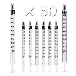 【送料無料】Chaojibao 50本セッ ト ペット シリンジ 給水 給食 1ml 計量用 プラスチック カーブ 流動食注入器 犬 猫 給水器 注入器 流動食 餌やり 針なしシリンジ ガーデニング 無菌注射器 (トラ