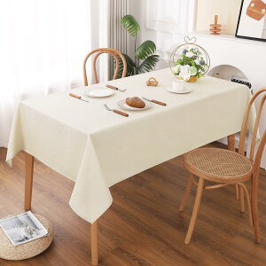 【送料無料】AooHome テーブルクロス 長方形 撥水加工 無地 汚れ防止 おしゃれ シンプル テーブルカバー リネン類 耐熱 丸洗い お手入れ簡単 家庭用 4人がけ 130x180cm ベージュ
