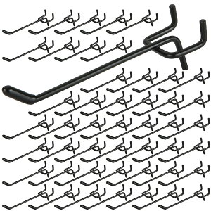 【送料無料】RILIHII 10cm 有孔ボード フック セット ゴム付き T型 厚さ 5.5mm ボード 対応 穴 ピッチ 25mm 穴径 5mm 専用 固定 止め 金具 パンチングボード 穴あき ボード ペグボード マットブラック