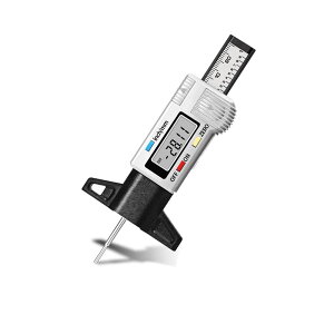 【送料無料】デジタル タイヤ溝 デプスゲージ測定 0-25mm デジタルデップスゲージ 小型 タイヤデプスゲージ 溝測定メーター バイク/車に適用 シルバー