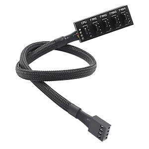 【送料無料】ファン 電源 ケーブル 分岐 PWM 1-5分岐 3ピンと4ピンのファン対応 SLEIJAOOE 37cm PC ケース 冷却ファン クーラーファン 増設用 編組ケーブル