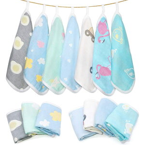 【送料無料】ガーゼハンカチ 7枚セット ベビータオル ベビービブ 子供用フェイスタオル リバーシブル おしぼりタオル 綿100% 6重ガーゼ 薄手 速乾 7枚セット25*25cm 新生児 出産祝い