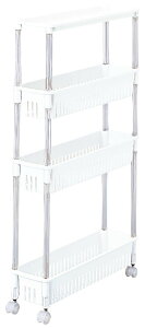 【送料無料】サンコープラスチック(SankoPlastic) キッチンワゴン ルーチェ TPW-1231 オフホワイト 4段 幅15.2×奥行49.9×高さ87.4cm 日本製 メッシュ キャスター付き おしゃれ すき間 収納 409898