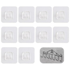 【送料無料】強力粘着フック 浴室ラックテープ 粘着スナップ 壁掛けラック用ホルダー 穴開け不要 鉄棚固定 壁傷つけない 風呂場 防水 トランスペアレント 10枚入り 透明