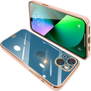 【送料無料】iPhone13 mini ケース クリア 透明 アイフォン13mini カバー スマホケース 全面保護 耐衝撃 TPU ソフト 薄型 メッキ加工 ストラップホール付き 落下防止(ピンク)