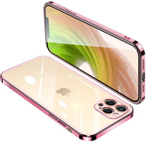 【送料無料】iPhone12 Pro ケース クリア アイフォン12Pro カバー 透明 スマホケース 耐衝撃 軽量 メッキ加工 TPU 薄型 ストラップホール付き 滑り止め 落下防止(ローズゴールド)