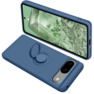 【送料無料】Google Pixel8 ケース リング付き シリコン 耐衝撃 グーグル ピクセル 8 リング カバー 液体シリコーン スマホケース 360°回転 スタンド機能 車載ホルダー ストラップホール付き 滑
