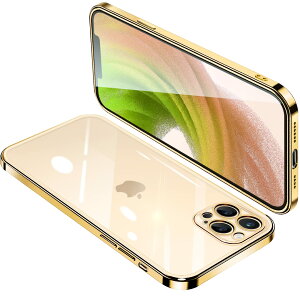 【送料無料】iPhone12 Pro ケース クリア アイフォン12Pro カバー 透明 スマホケース 耐衝撃 軽量 メッキ加工 TPU 薄型 ストラップホール付き 滑り止め 落下防止(ゴールド)