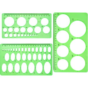 【送料無料】TerraShine 定規 テンプレート 円定 規 製図定 規セット 楕円 多形 製図 用具 一般総合定 規 幾何学 定規 学校教育用 建築科用 計量製 図用 (3枚セット)