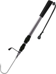 【送料無料】SANLIKE ギャフ 青物 釣りギャフ テレスコピック仕様 釣り道具 ステンレスギャフフック アルミギャフポール グレー 1.4M