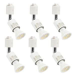 【送料無料】Pispoer ライティングバー用スポットライト E26口金 LED電球付き LEDスポットライト5.5W(ハロゲン電球60W相当) 電球色2700K RA85 600LM 非調光 ビーム角120度 白い(器具+LED電球:6個セット)