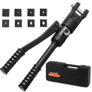 【送料無料】Bonvoisin 油圧圧着工具 高速型 圧着ペンチ 10-120mm ハイドロプライヤー 銅/アルミ端子用 ダイス8種付き 専用ケース付き 手動 裸端子圧着用 出力12T 日本語説明書 (MK120)